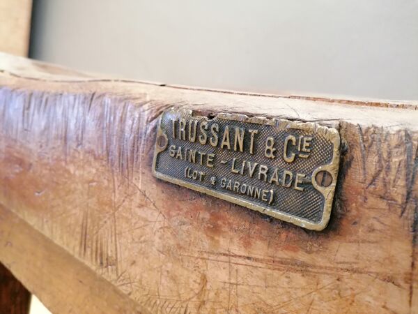 Ancien table billot de boucher trussant & cie, 1960