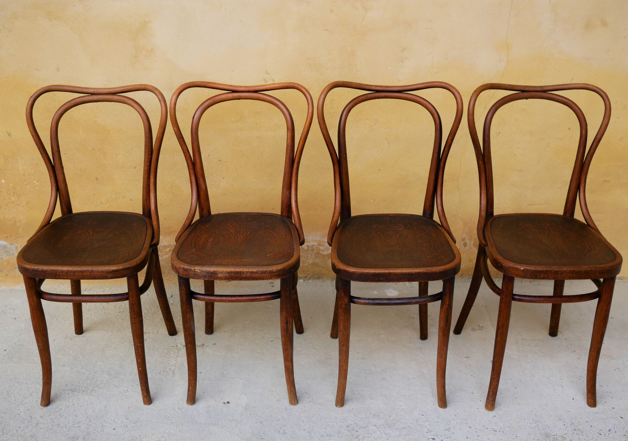 Set of 4 chairs Bistro, model n ° 55, by Jacob and Josef kohn