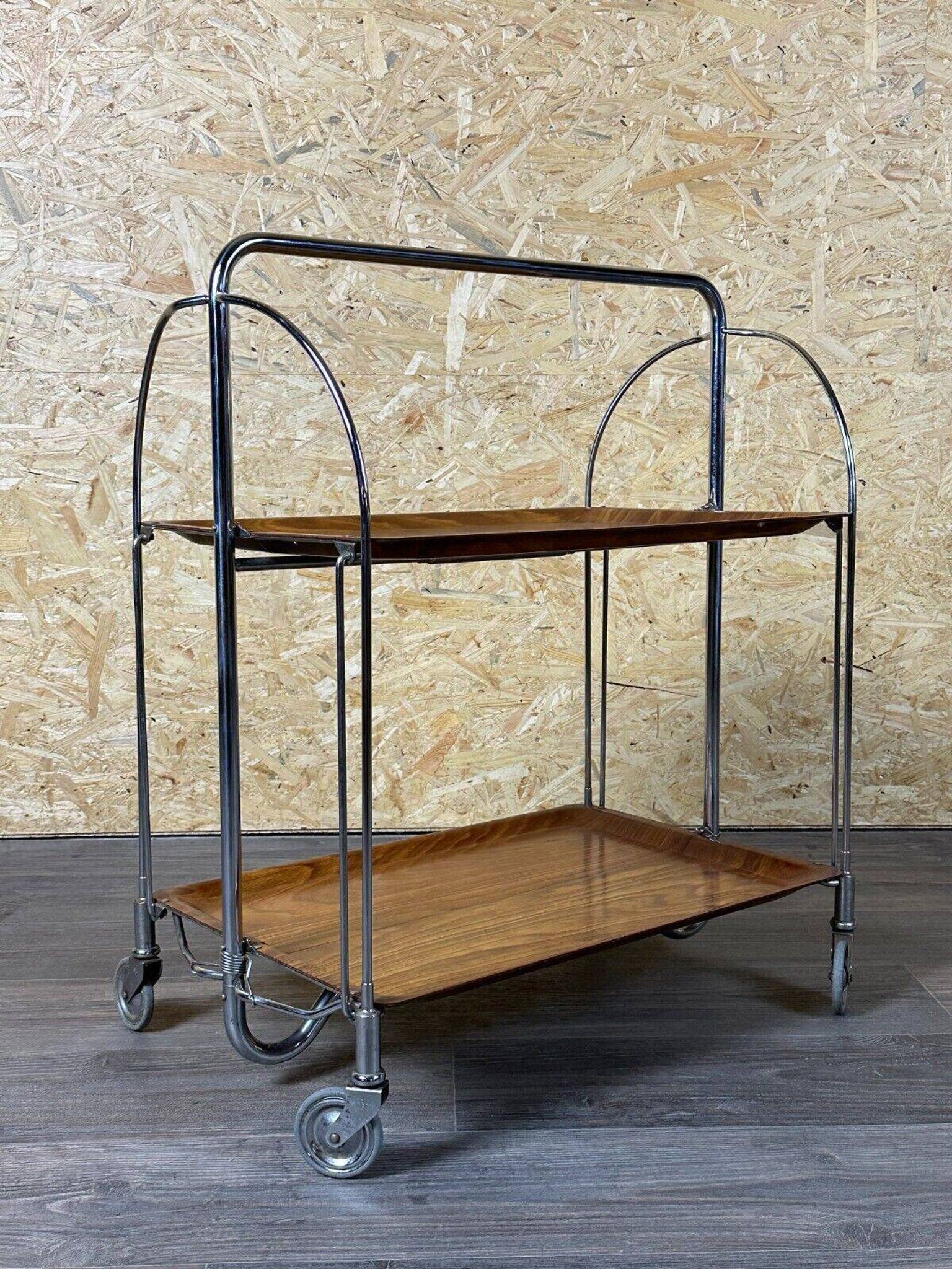 Chariot de service table d'appoint dinette space age brown design 60s 70s