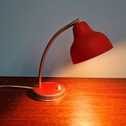 Vintage articulated desk lamp in red lacquered metal, 1950s