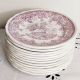 Set of 12 Lunéville earthenware dessert plates