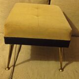 ancien repose pied/ pouf 4 pieds  compas laiton années 60