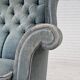Années 1960, fauteuil à oreilles danois, velours bleu clair, bon état d'origine.