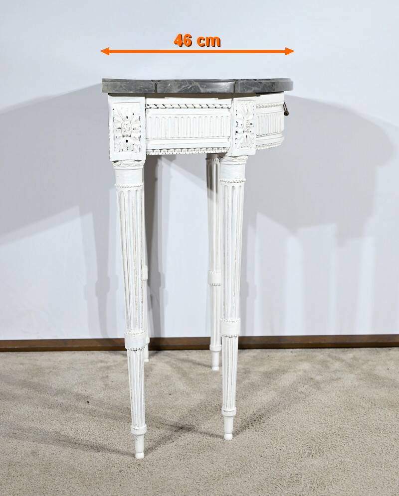 Half-Moon Console in Rechampi Wood, Louis XVI style – Early 19th century