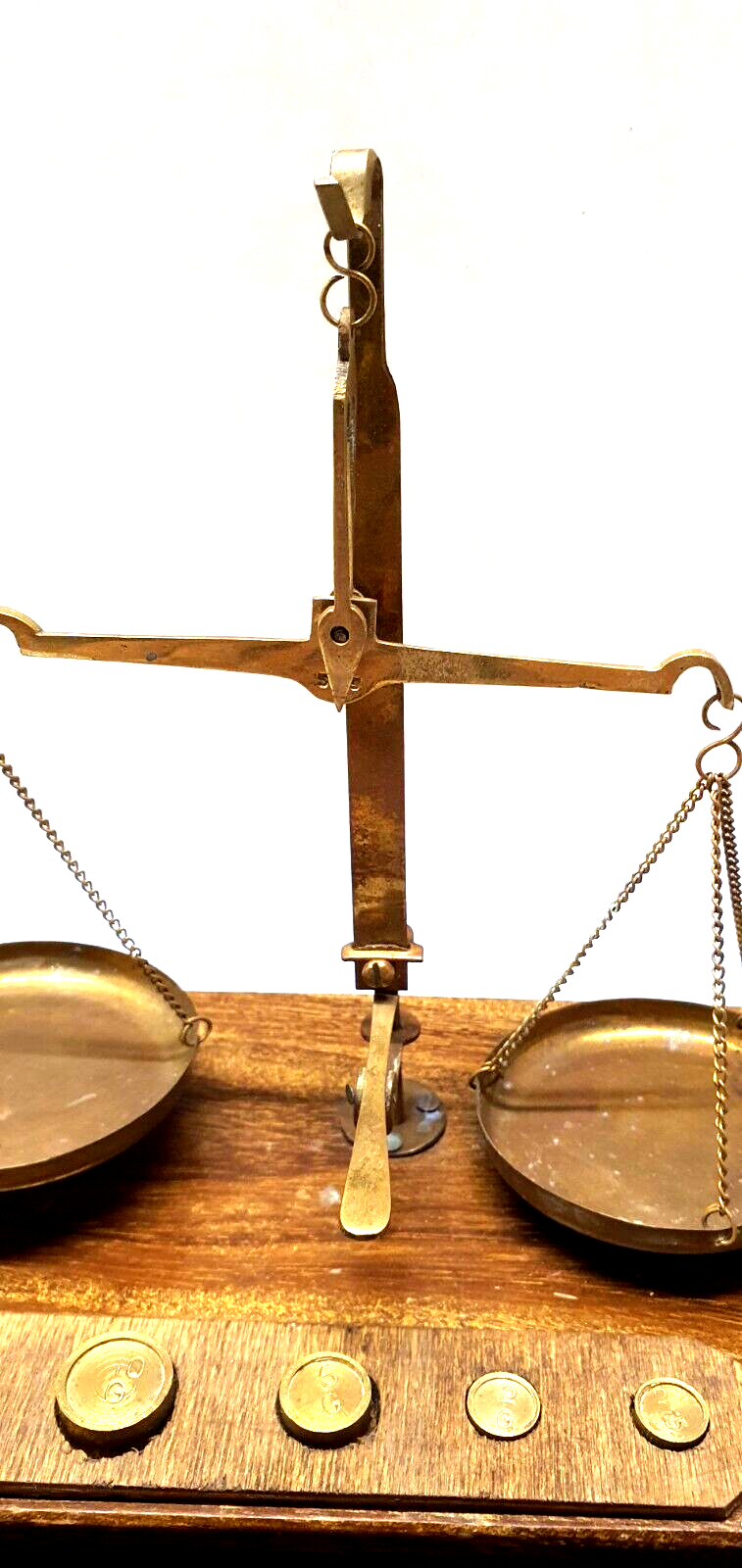 Trebuchet scale complete travel in jeweler box ... Brass wood