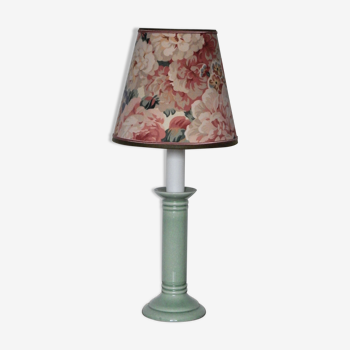 Lampe pied vintage Kotska et abat-jour tissu floral anglais