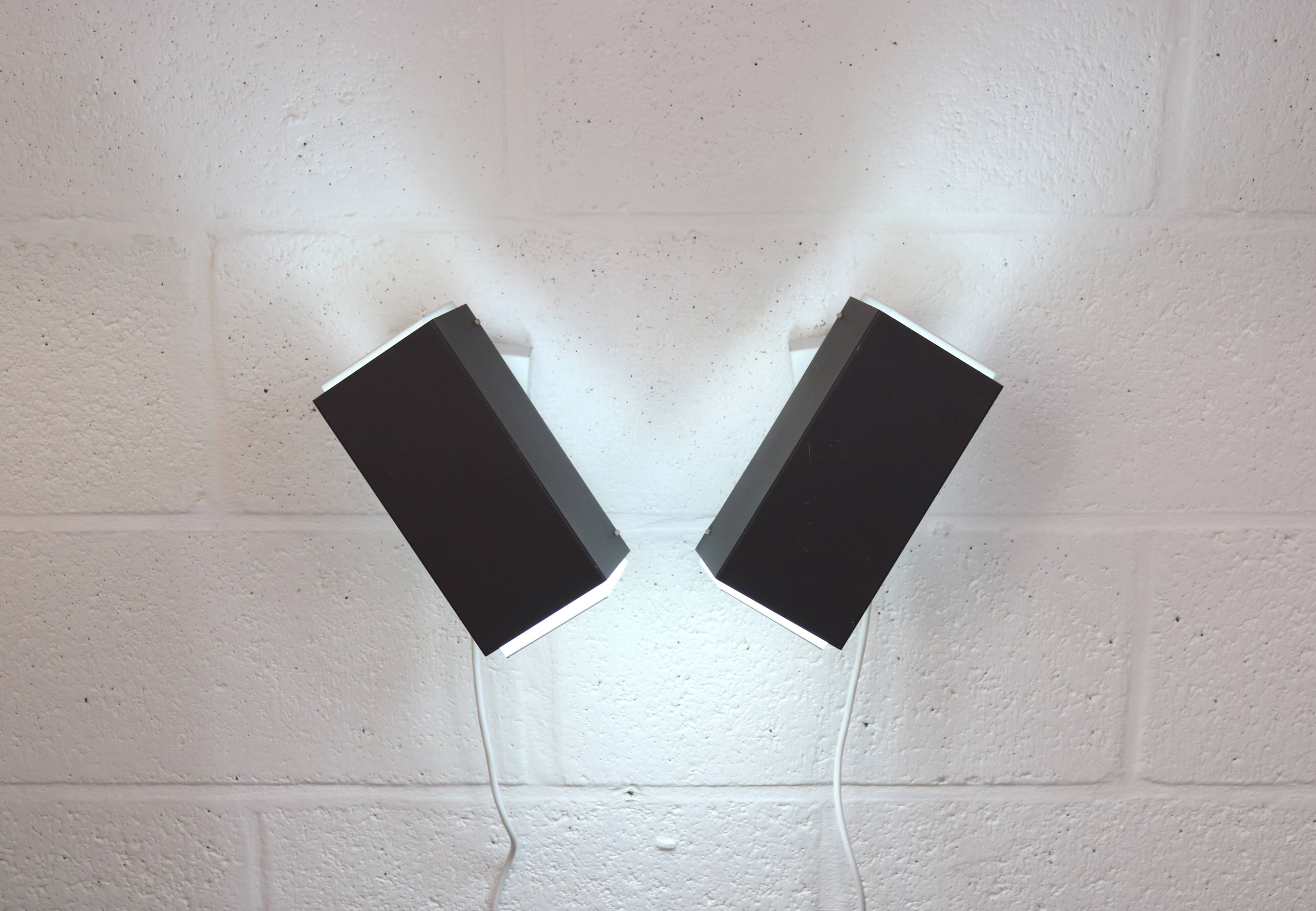 Pair of grey and white wall sconces by Preben Dahl for H. F. Belysning, 1960s
