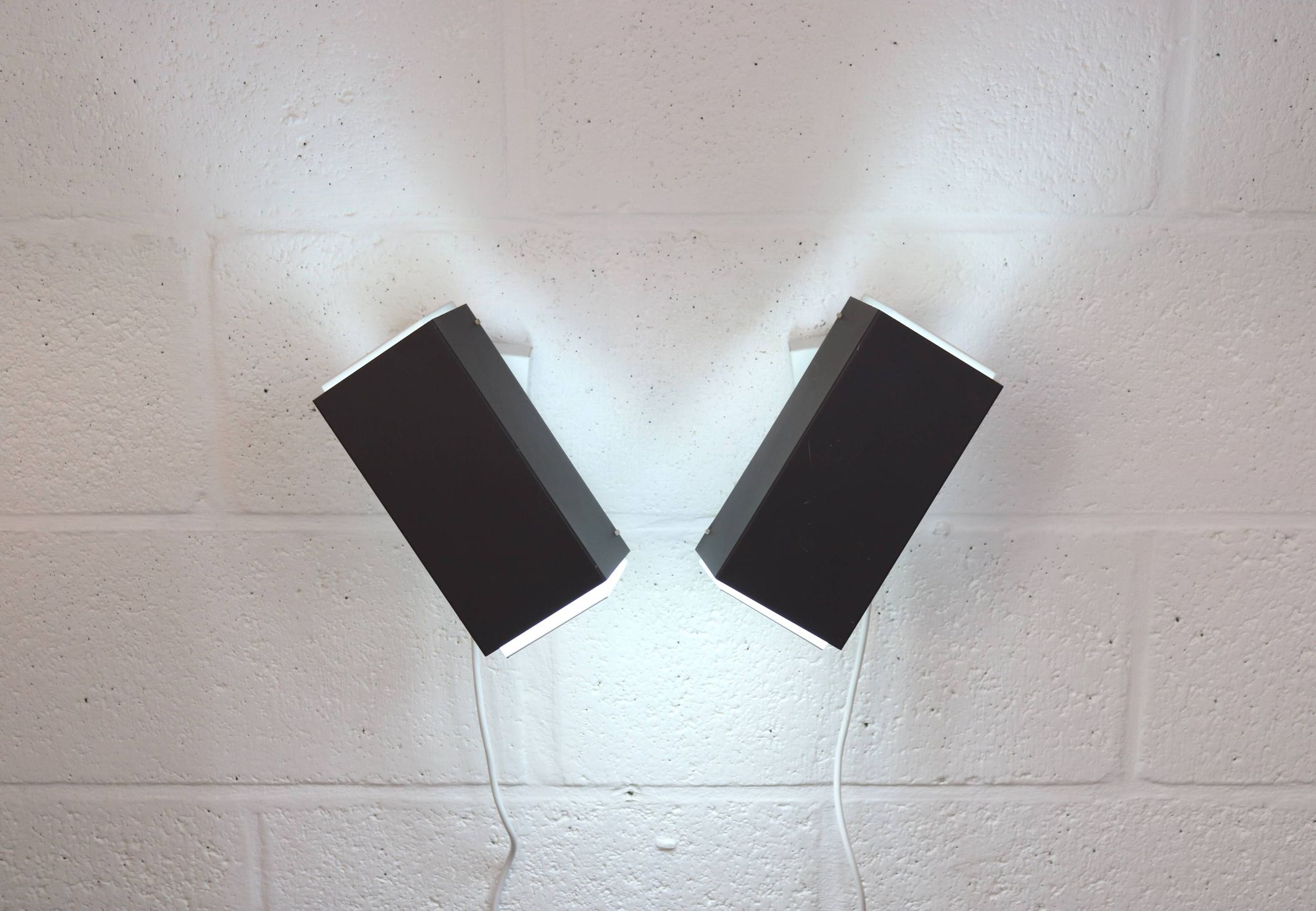 Pair of grey and white wall sconces by Preben Dahl for H. F. Belysning, 1960s