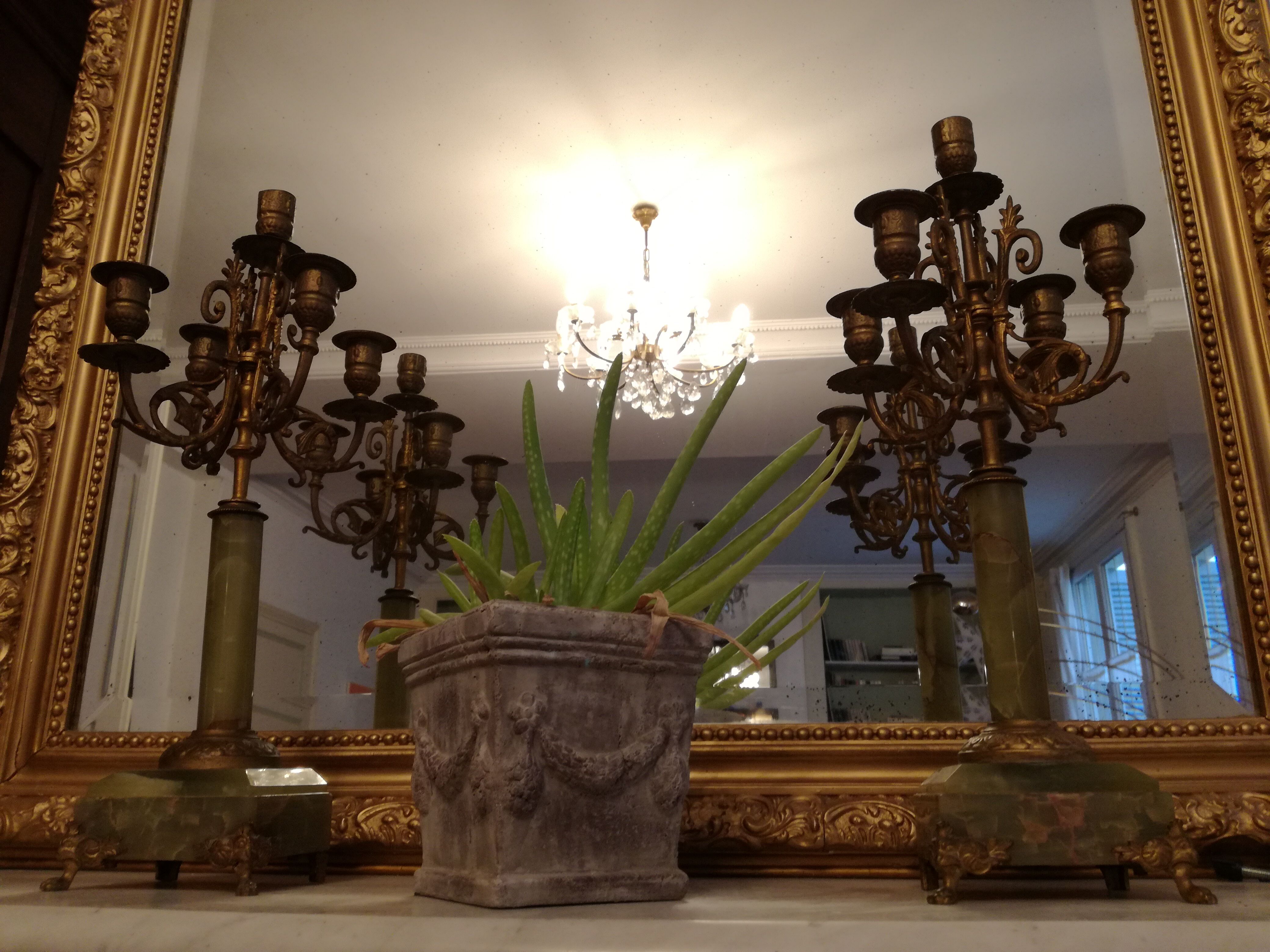 Napoleon III candelabra chandeliers in bronze and marble