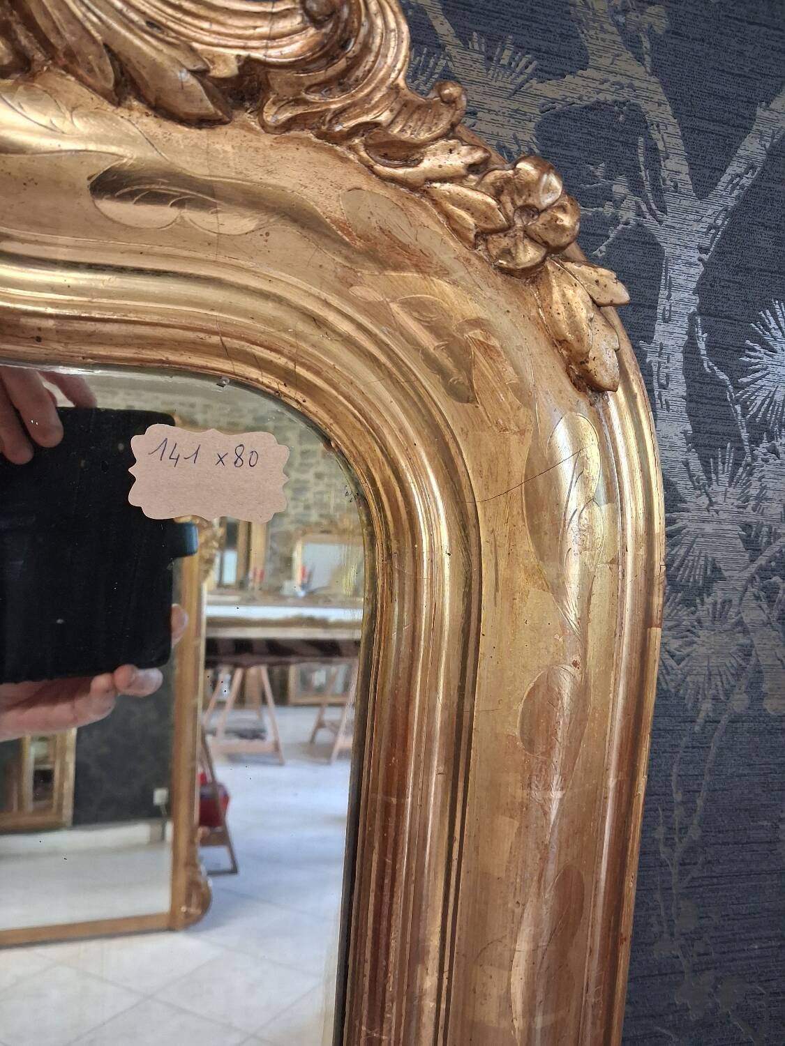 Louis Philippe mirror with pediment 141 x 80