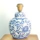 White Chinese porcelain lamp base, blue floral decoration