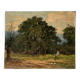 Oil painting of a countryside landscape circa 1920, rural scene signed.