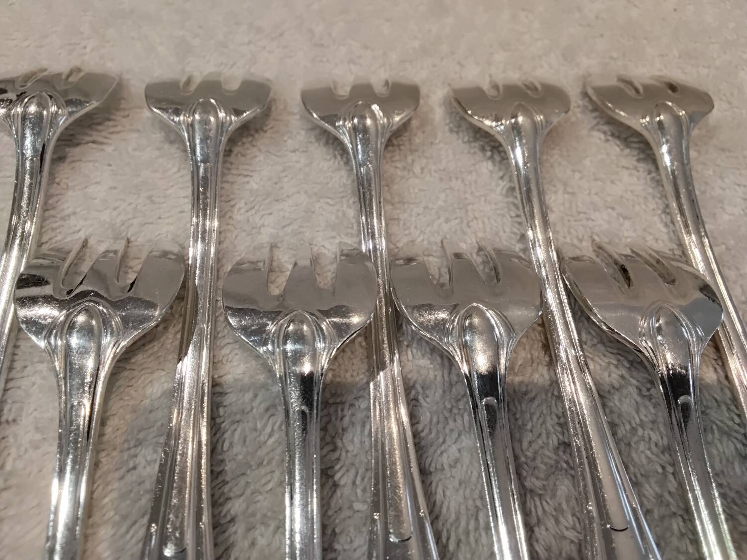 12 silver-plated oyster forks, SFAM silversmith, art deco printania