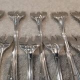 12 silver-plated oyster forks, SFAM silversmith, art deco printania
