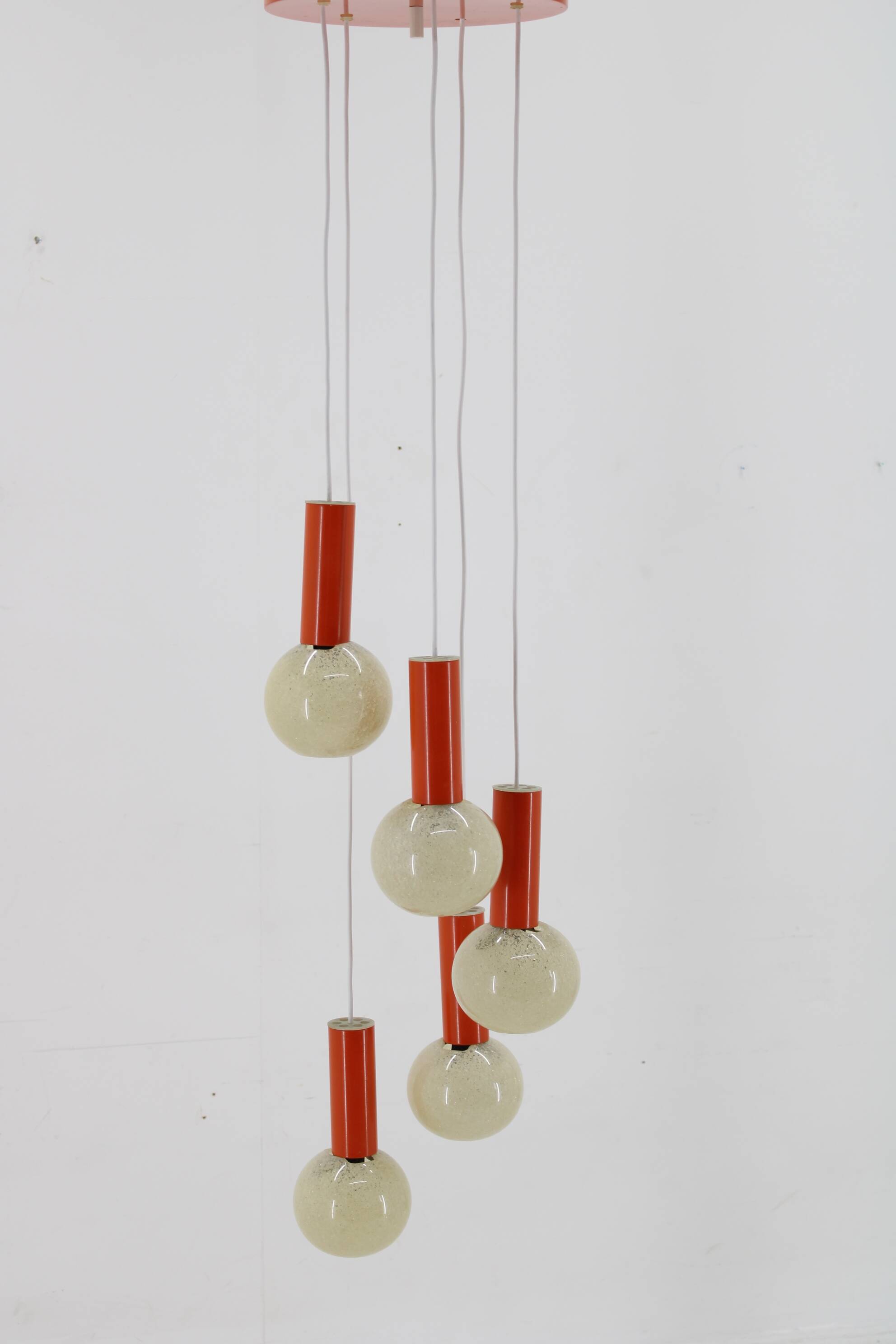 1970s Cascade Chandelier with Plastic Shades, Czechoslovakia