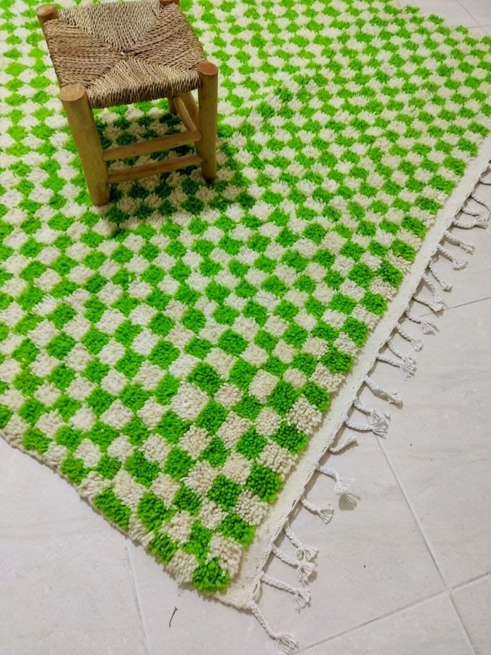 Green azilal berber carpet 280 x 194 cm