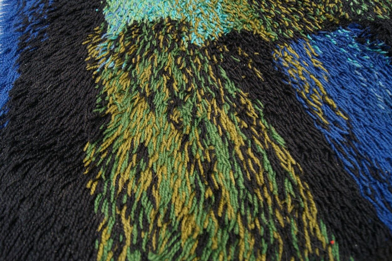 Abstract high pile rya rug from Gilde Muster, 1970