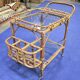 Service trolley, bar, bamboo, rattan, 1950s