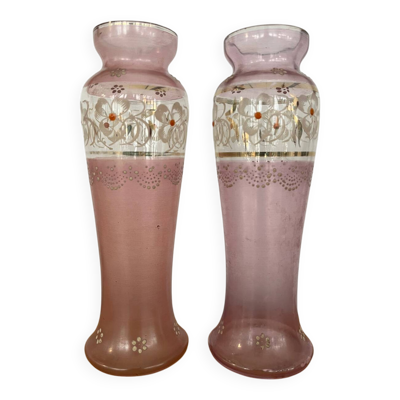 Paire petits vases émaillés art nouveau 1900