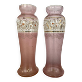 Paire petits vases émaillés art nouveau 1900