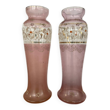 Pair of small enamelled Art Nouveau vases from 1900.