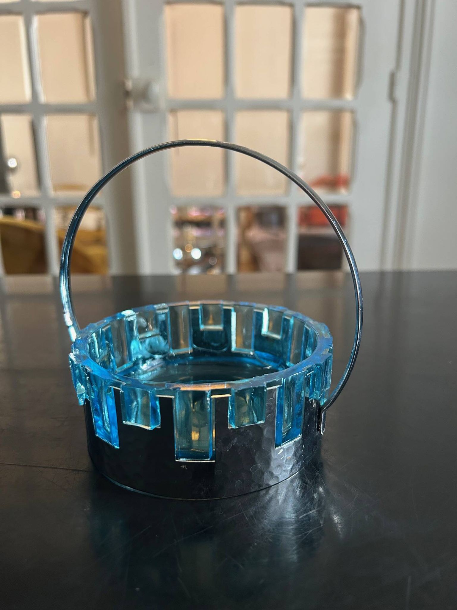 glass and hammered metal pocket emptier