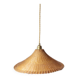 Woven wicker pendant light