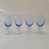 8 vintage blue bubble blown glass walking glasses