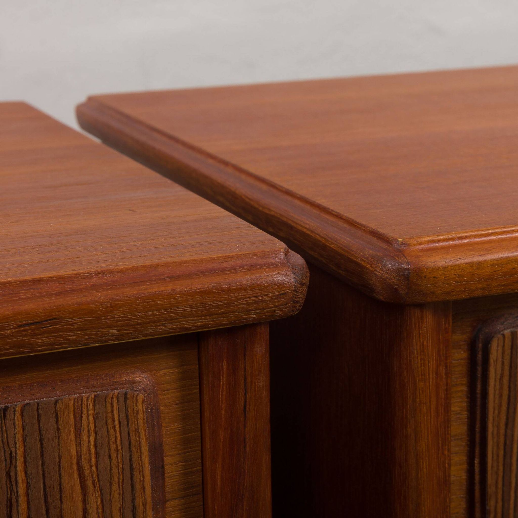 Mid-century teak bedside tables with rosewood inlays, Denmark 1960s