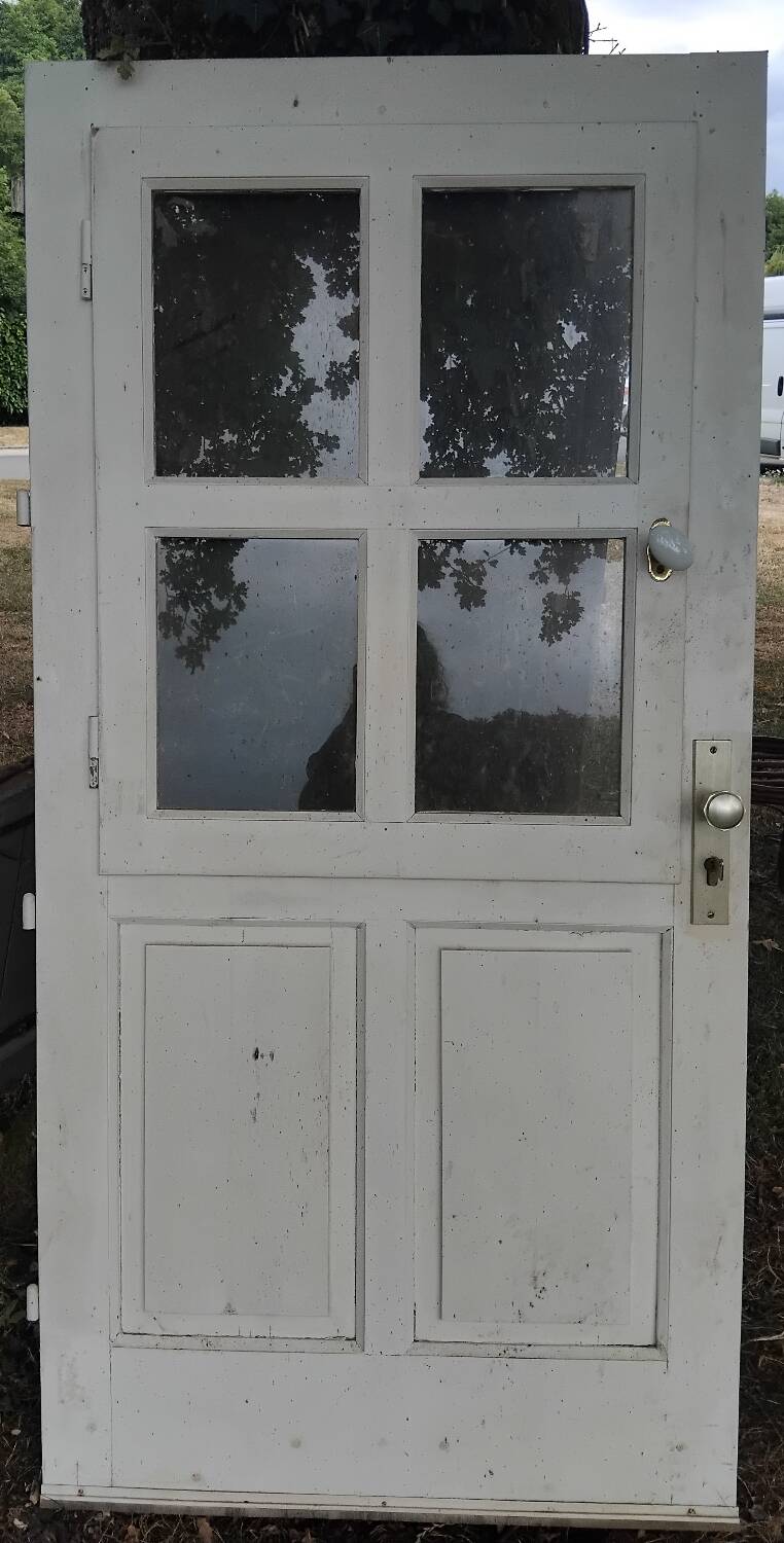 Old Vintage Wooden Glass Door