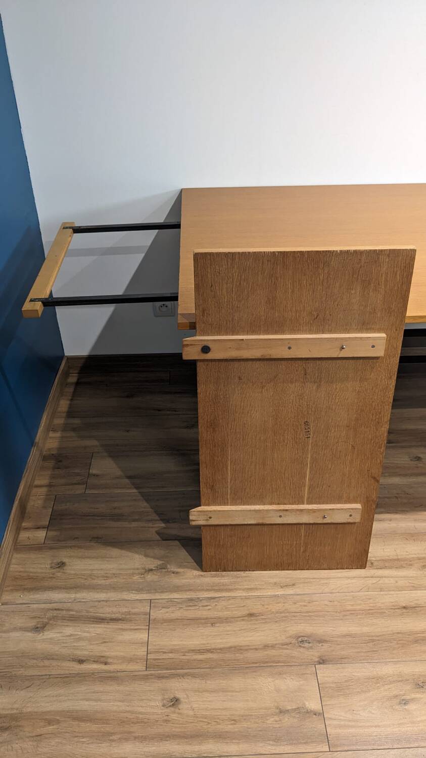 Extendable wooden and metal table, 80s