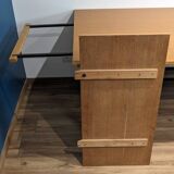 Table extensible en bois et métal, années 80