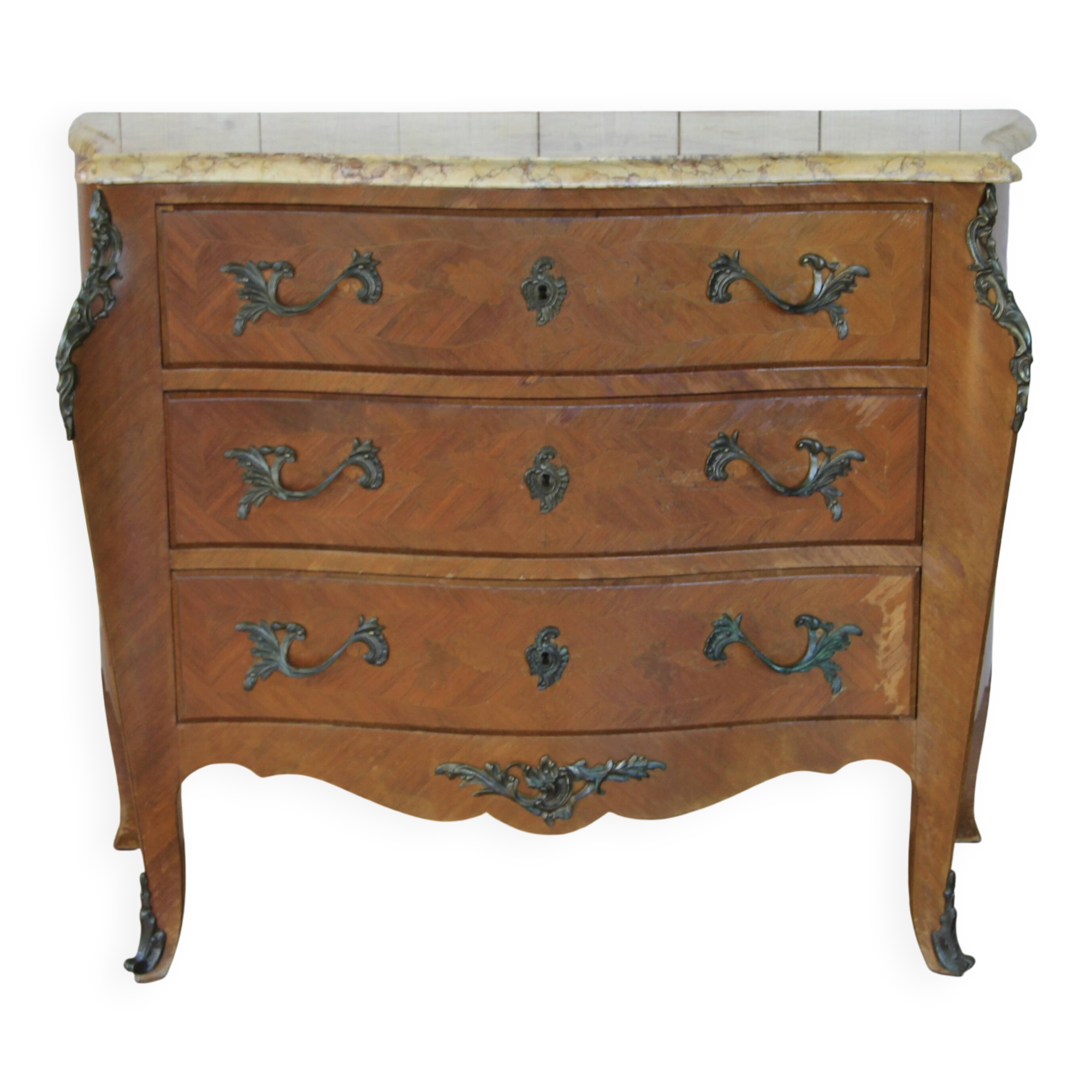 Louis XV style curved commode in rosewood