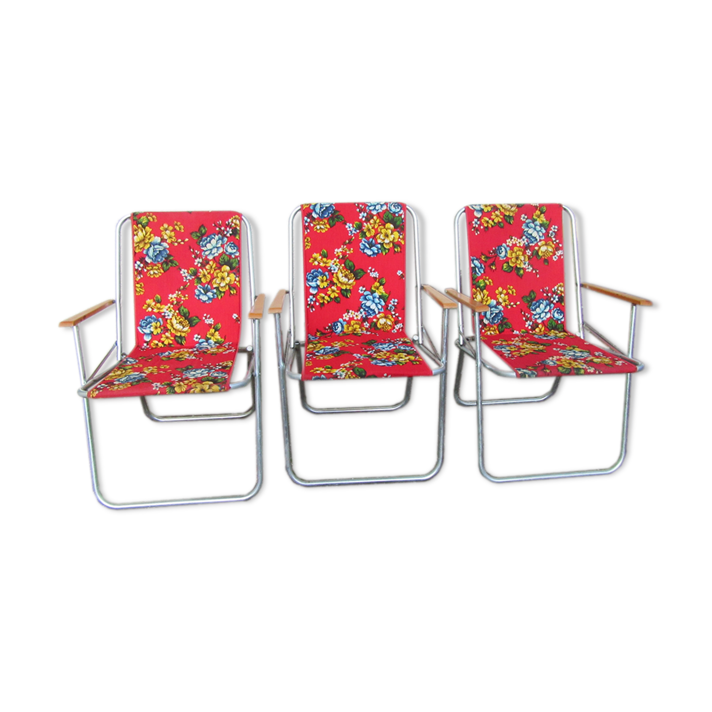 Lot 3 fauteuils fleuris pliable pour jardin ou balcon
