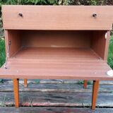 Teak veneer bedside table