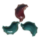 3 green and burgundy leaf-shaped bowls Verceram