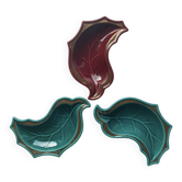 3 coupelles feuilles vertes et bordeaux Verceram