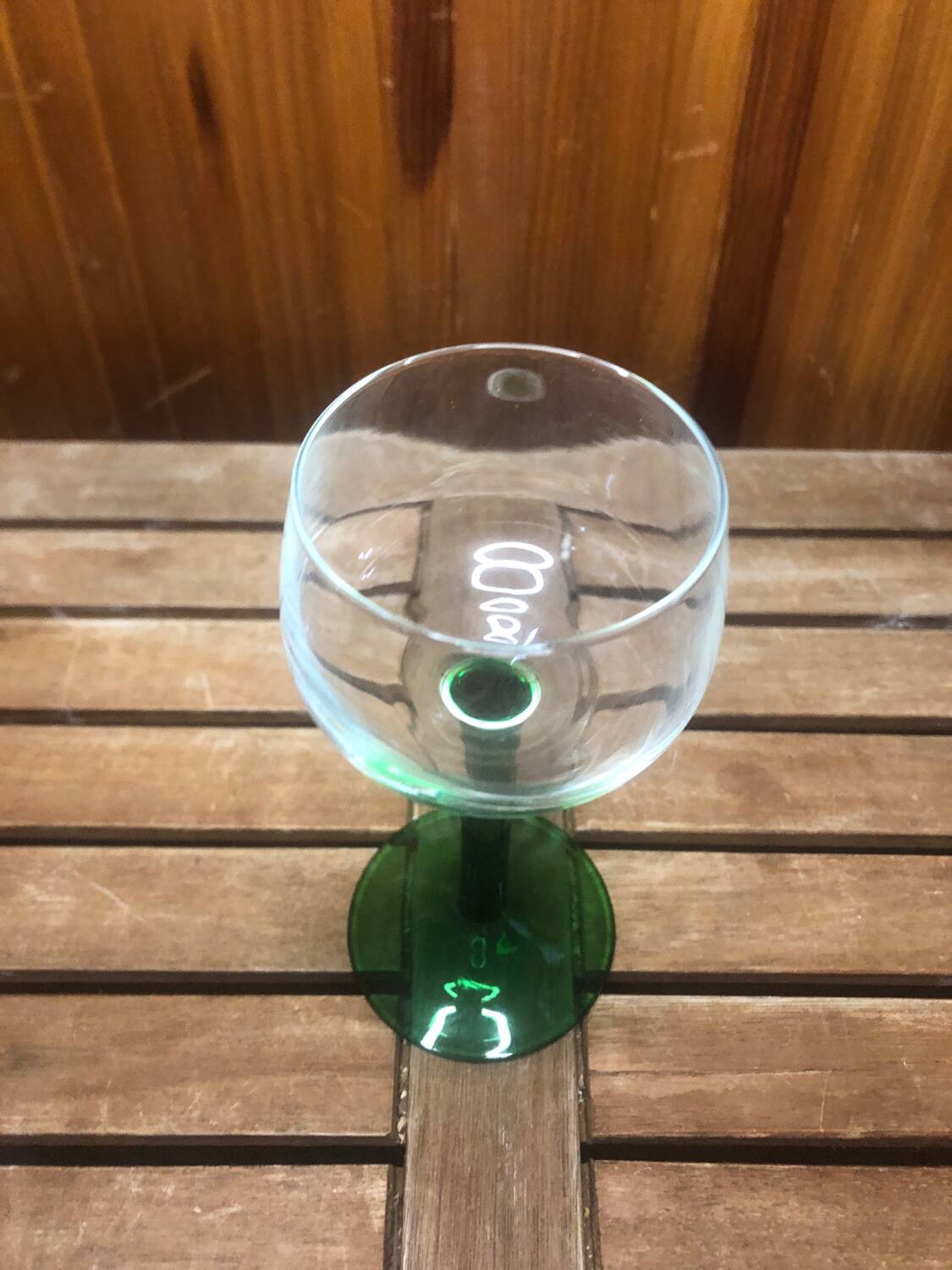Set of 6 alsace balloon wine glasses vintage green glass