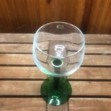 Set of 6 alsace balloon wine glasses vintage green glass