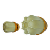 Pair of "cocoon" wall lights, resin and pine, Italy, 1970