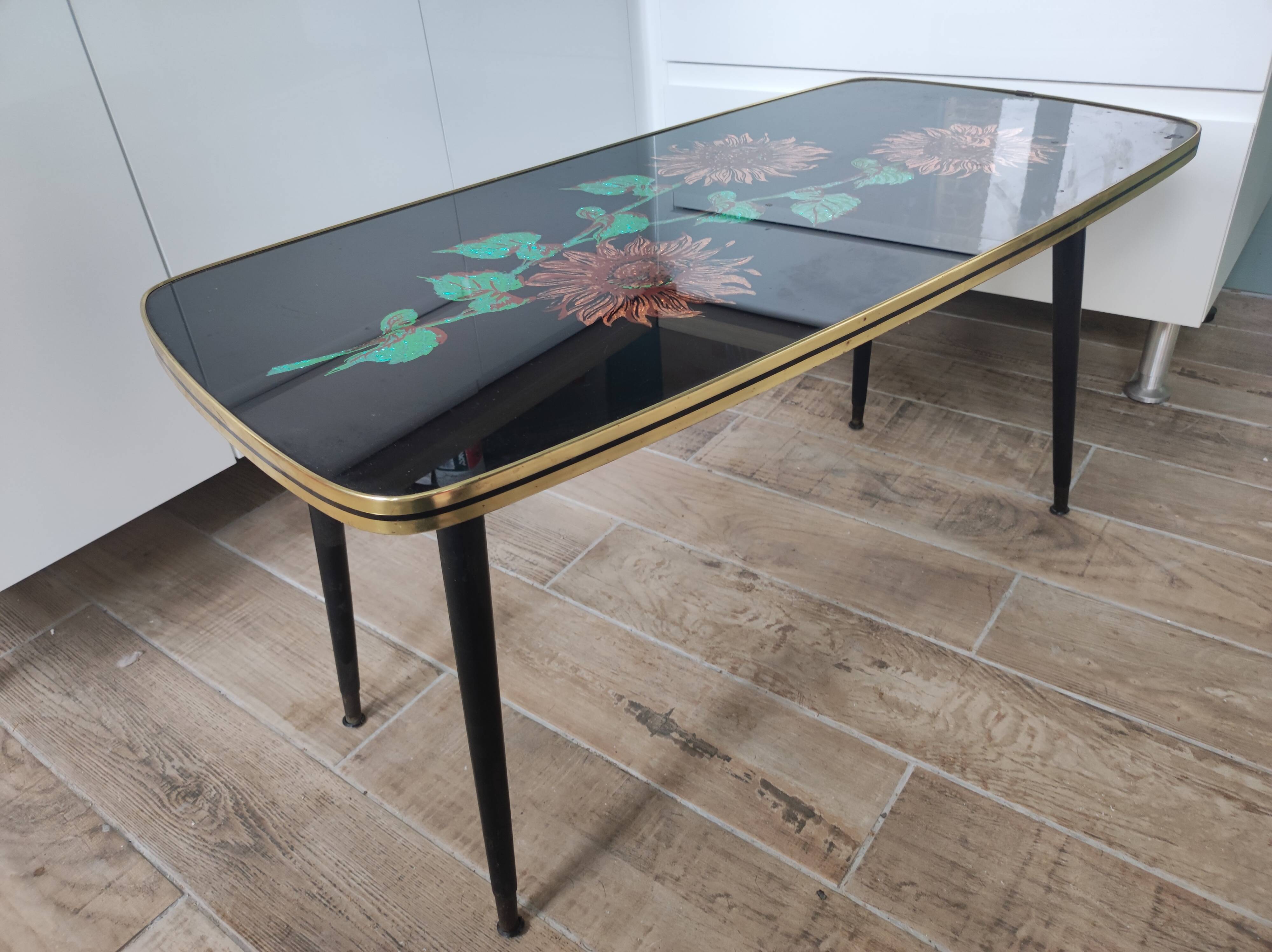 Coffee table cocktail feet compass vintage 60