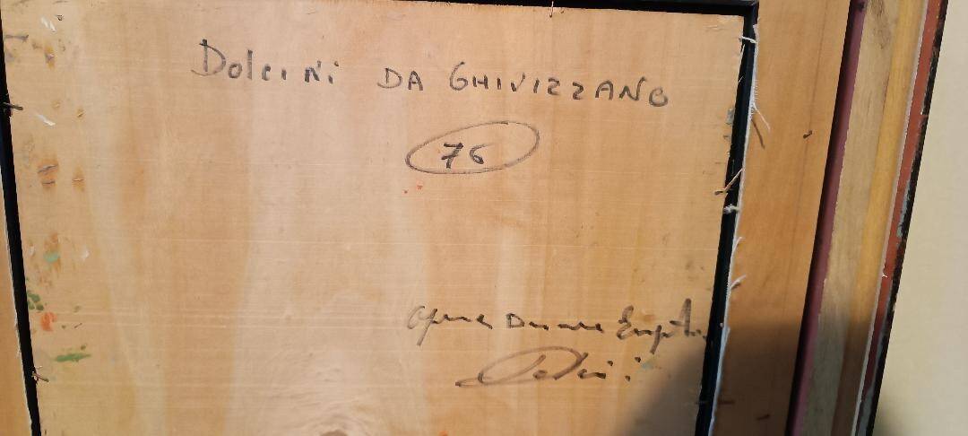 Oil painting of figures on panel in the Impressionist style from the 50s/60s.