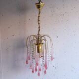 Murano crystal drop chandelier in pink