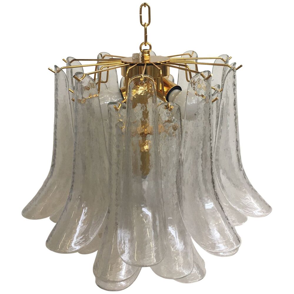 Clear “selle” murano glass chandelier d50