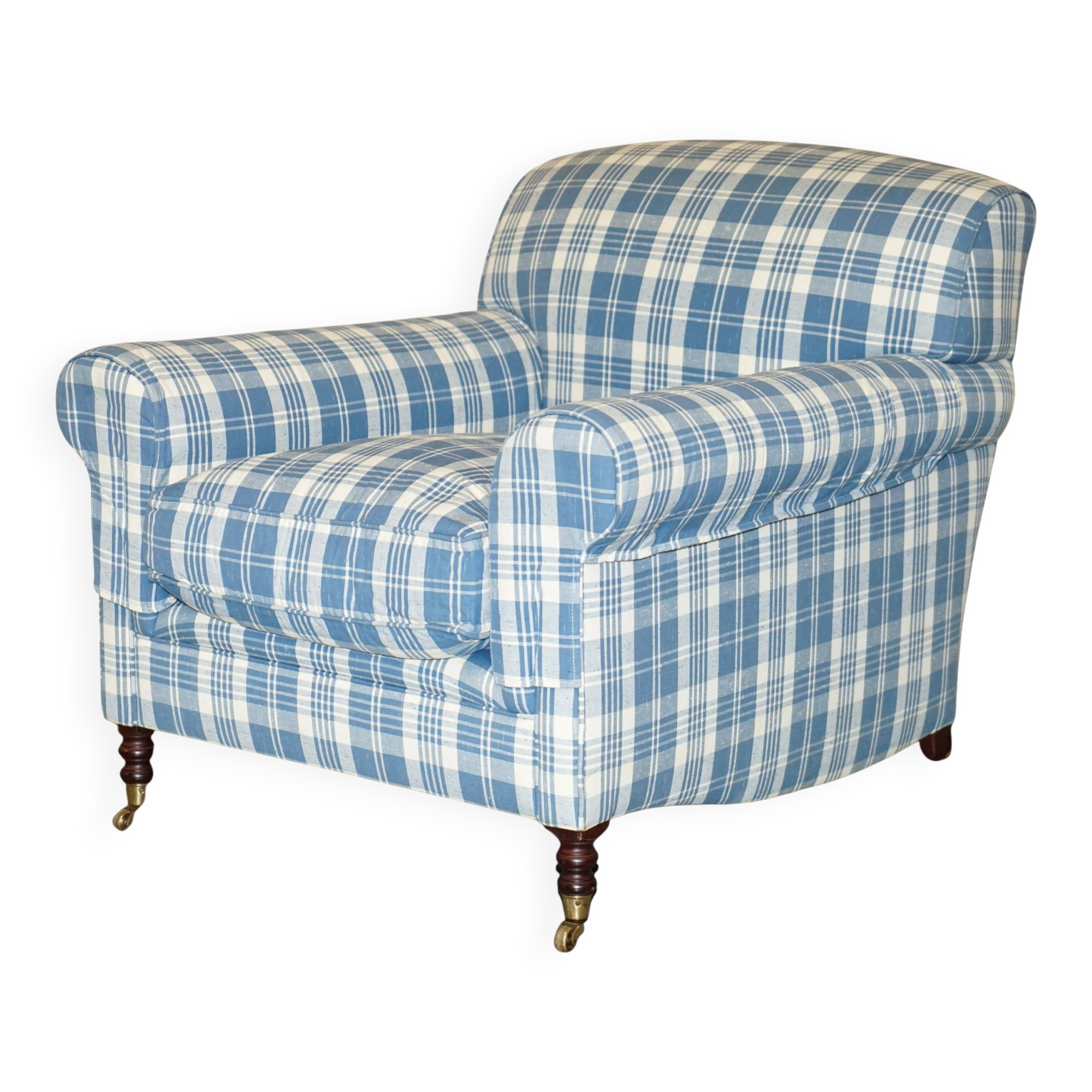 Signature Chelsea Armchair on Wheels with Twisted Armrests Large Model George Smith