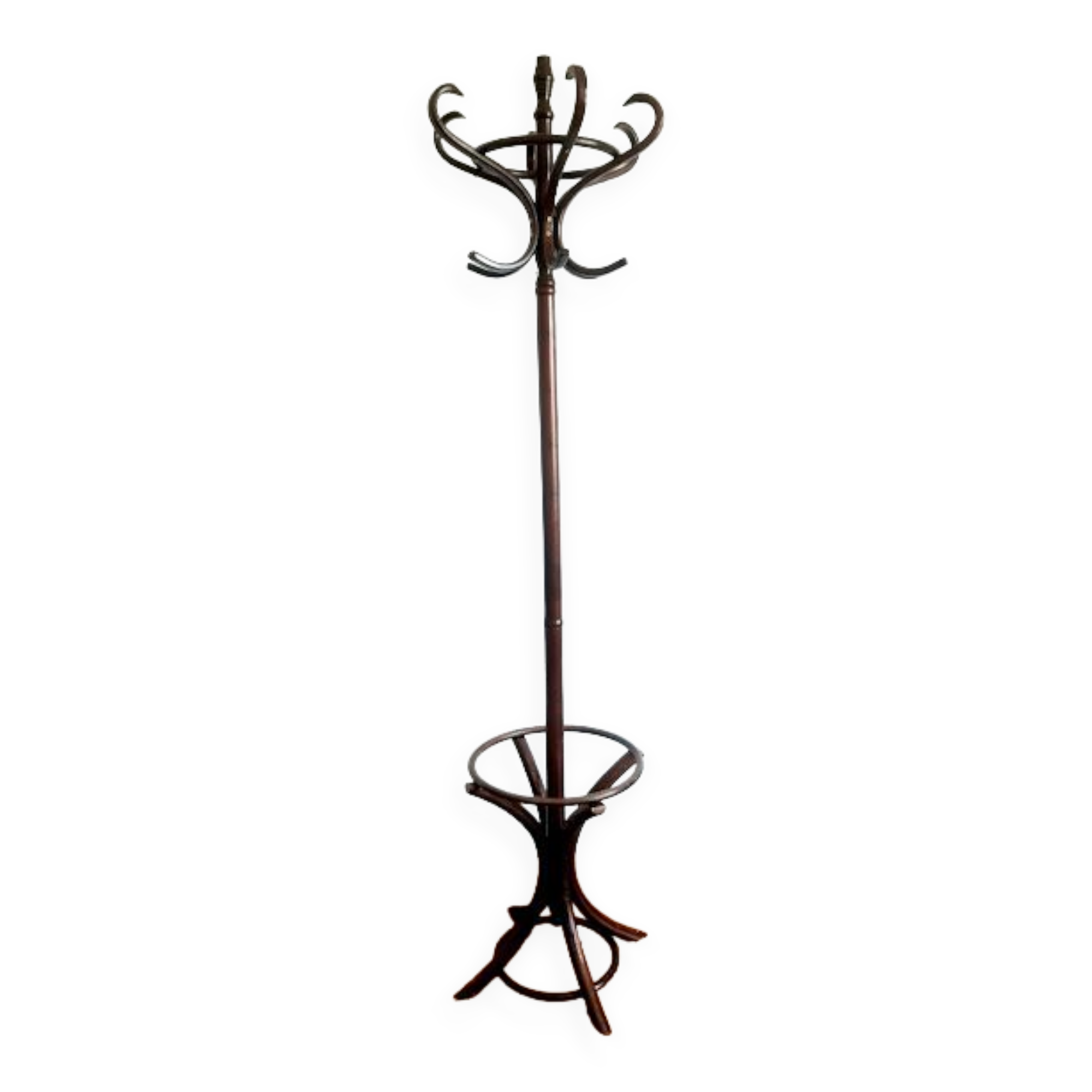 Curved wooden bistro parrot coat rack