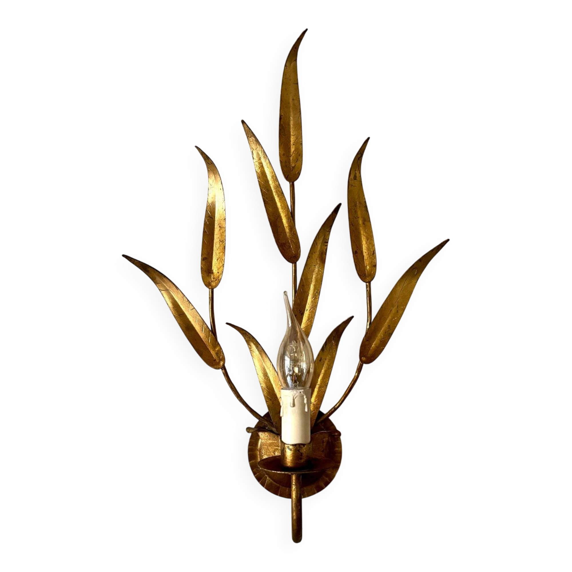 Gold metal leaf wall light