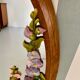 Miroir sculpté en bois décors fleurs