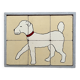 Wooden puzzle frame representing a poodle dog, vintage painting