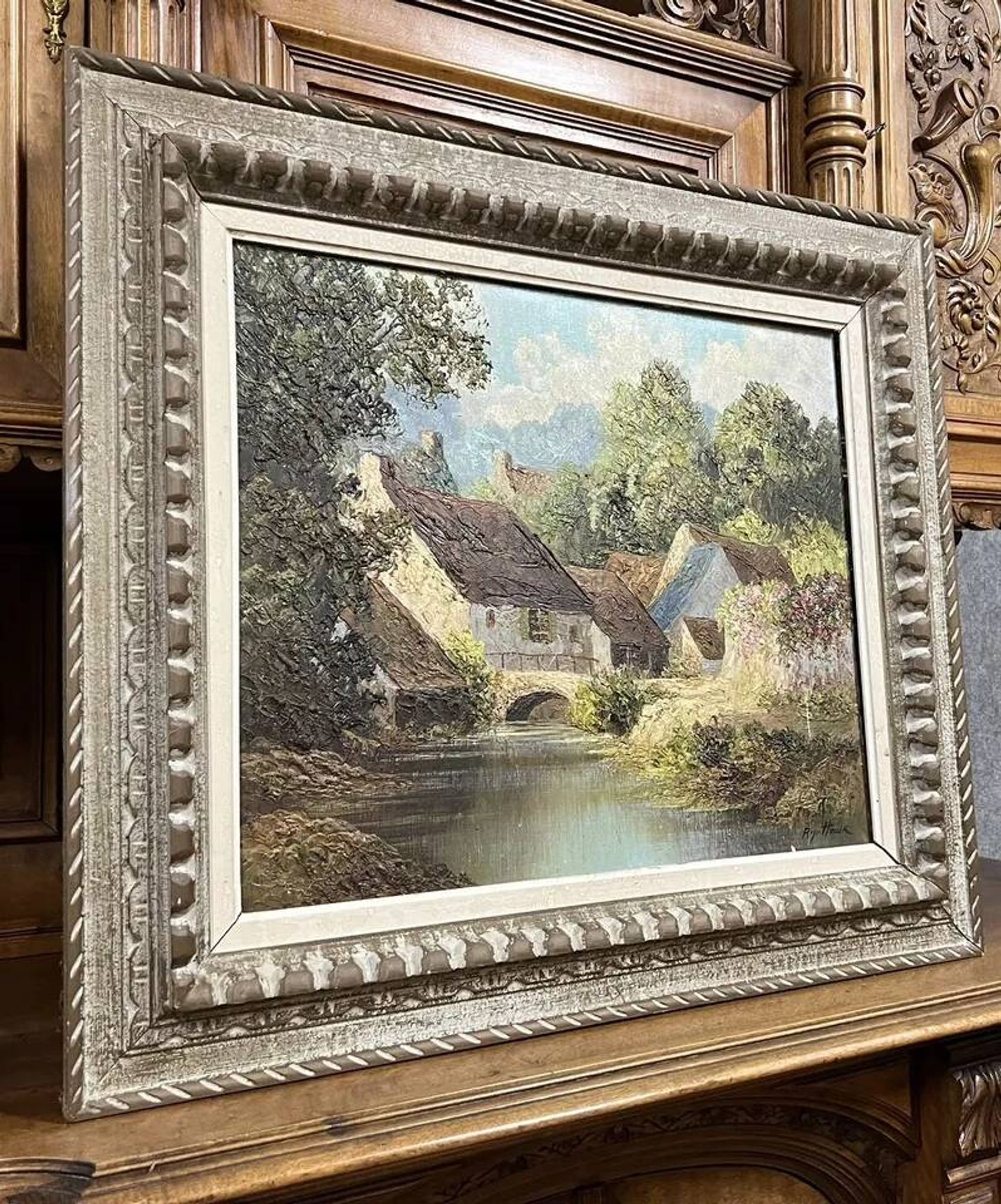 Hauck: oil on canvas depicting the surroundings of Chevreuse around 1940